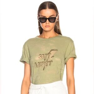 Saint Laurent Lightning Bolt Logo Graphic Tee